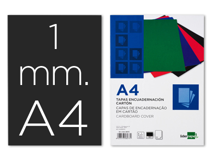 TAPA ENCUADERNACION LIDERPAPEL CARTON A4 1MM NEGRA PAQUETE DE 50 UNIDADES