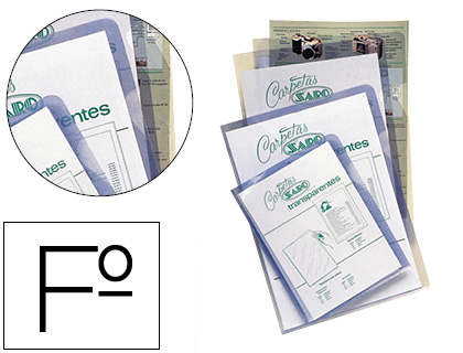 CARPETA DOSSIER UERO SARO PVC FOLIO 280 MC TRANSPARENTE