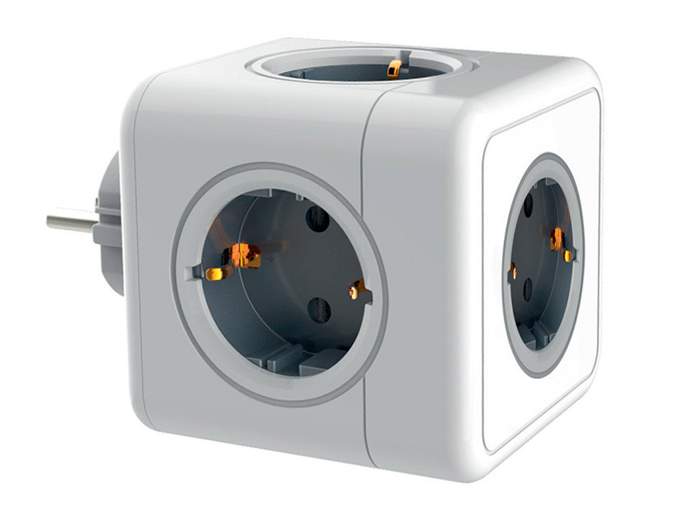 REGLETA Q-CONNECT DE CUBO ENCHUFE MULTIPLE POWER CUBE 5 EN 1 DIRECTO A PARED 5 TOMAS DE CORRIENTE 75X75X112MM