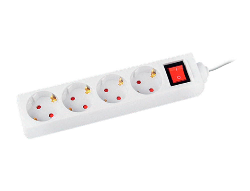 REGLETA Q-CONNECT 4 TOMAS DE CORRIENTE CON INTERRUPTOR LONGITUD CABLE 1,5 MT COLOR BLANCO