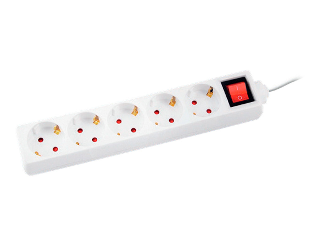 REGLETA Q-CONNECT 5 TOMAS DE CORRIENTE CON INTERRUPTOR LONGITUD CABLE 1,5 MT COLOR BLANCO