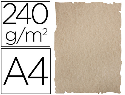 PAPEL COLOR LIDERPAPEL PERGAMINO CON BORDES A4 240GR ARENA PACK DE 10 HOJAS